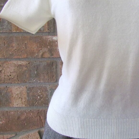 VINTAGE SWEATER, M, OFF-WHITE SHORT-SLEEVE ROCKABILLY ORIGINAL, Bust 36" - Picture 4 of 5